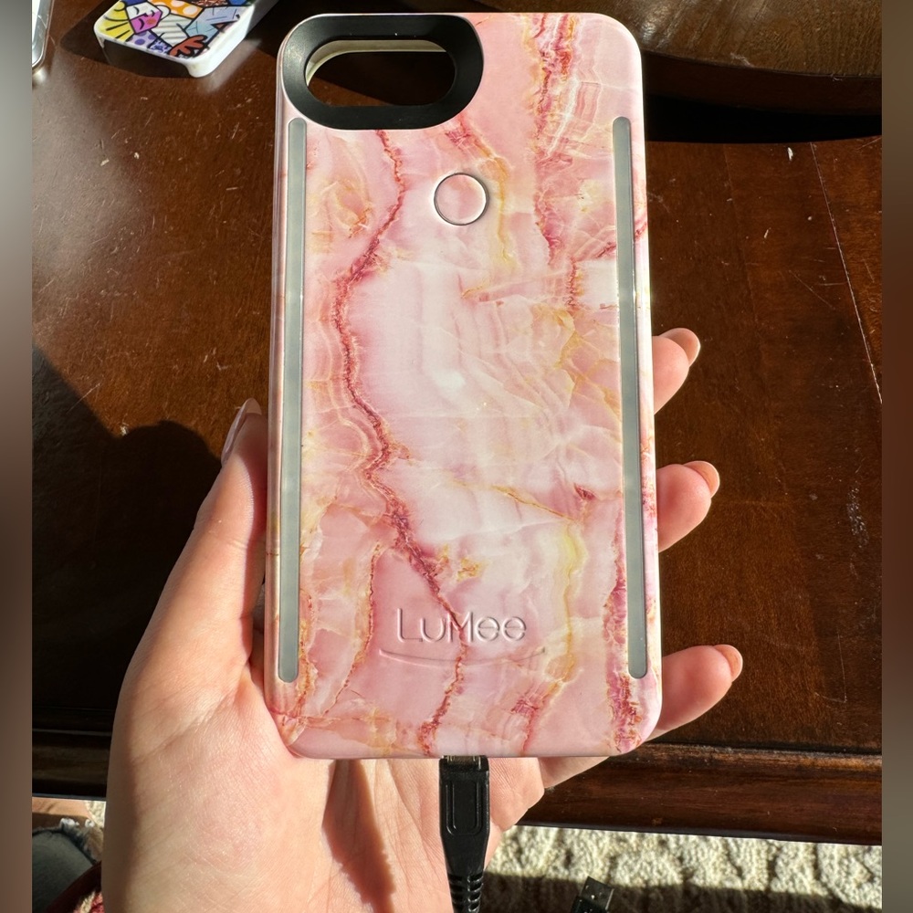 iPhone 8 Plus LuMee case with charging cord
